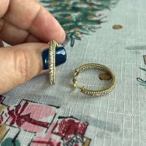 Judith Ripka Yellow Gold Over Sterling Diamonique Hoop Earrings
